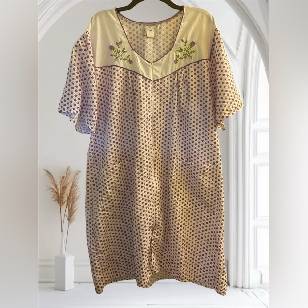 Floral Embroidered Thin Summer Housecoat Duster